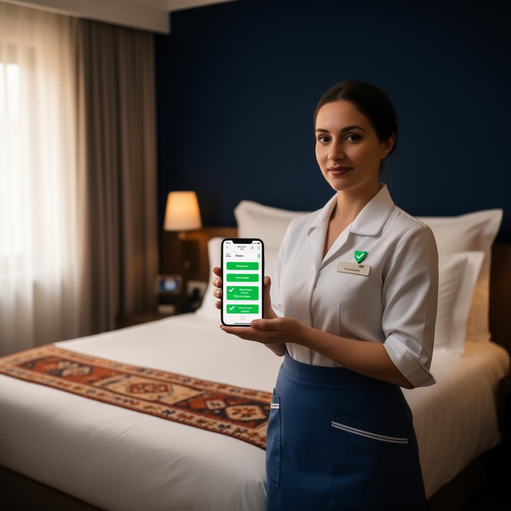 Gouvernante avec checklist mobile